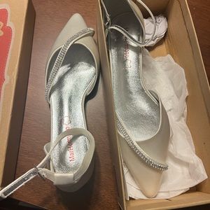 White silver formal flats size 11